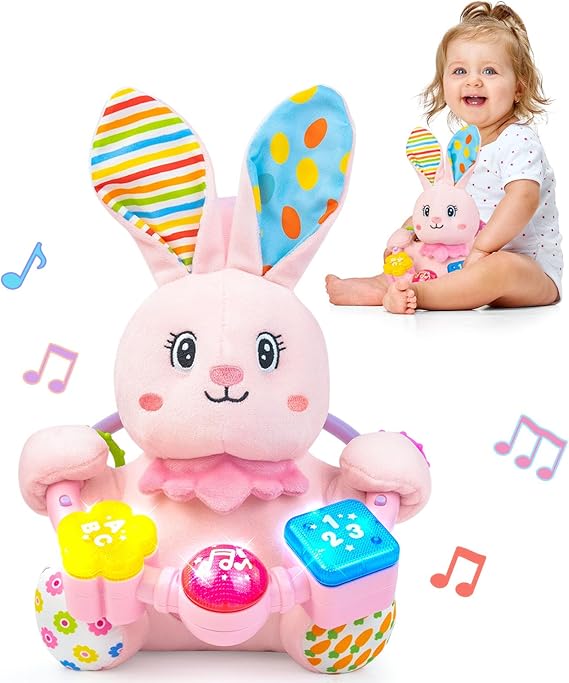 Baby Rabbit Musical Stuffed Toy – Bilingual Learning & Light-Up Music