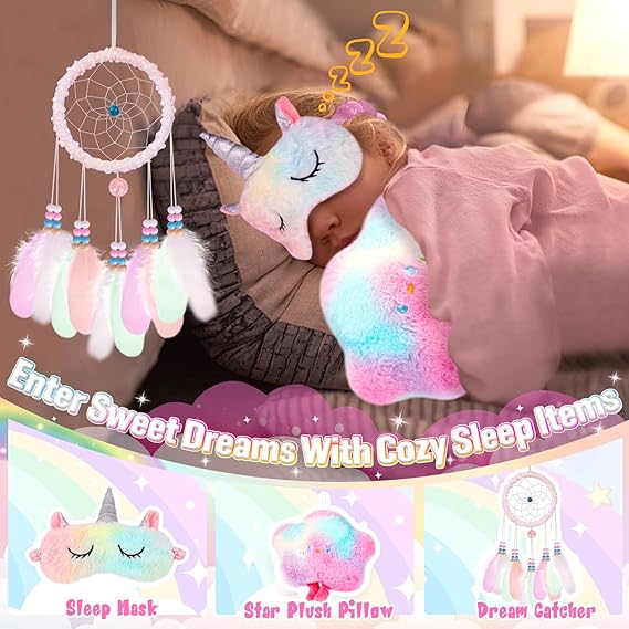 Unicorn Gift Set for Girls | Plush Diary, Star Pillow, & Accessories