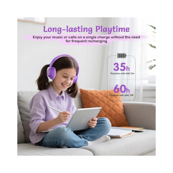 TONOSHARK Kids Bluetooth Headphones ANC 40H Wireless Over-Ear Purple