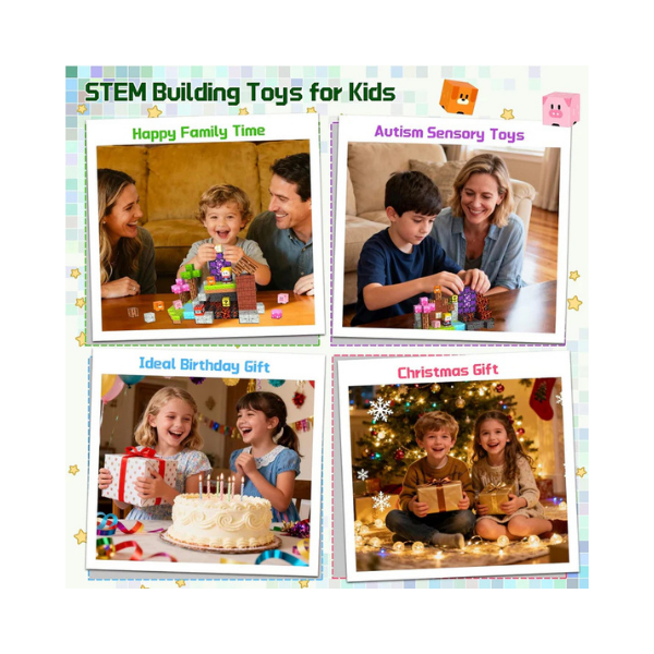 OUGUI 200 PCS Magnetic Blocks – Kids STEM Magnet Cubes Building Set