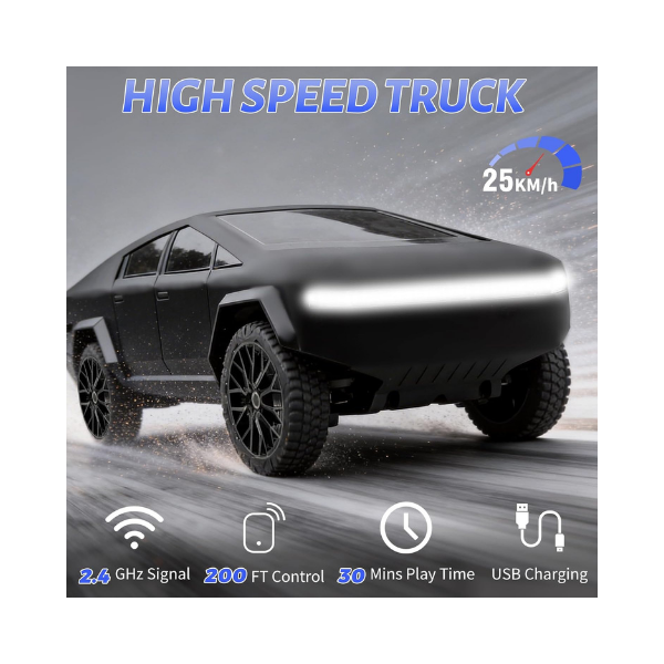 1/24 Scale RC Pickup Truck, 2.4GHz Remote Control Car with Toy EV Charger, Built-in Rechargeable Battery
