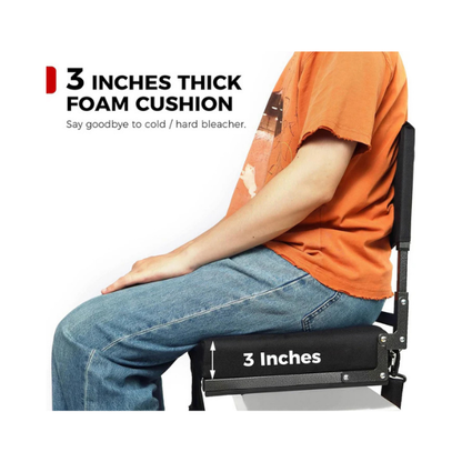 JST GAMEZ Black Stadium Seat with Back Support & Thick Foam Cushion