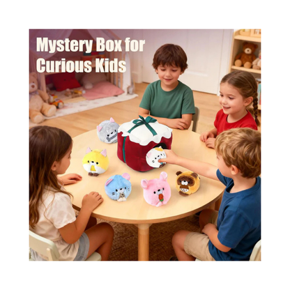 TUZT Mini Stuffed Animals Set with 6 Plush Toys & Carry Bag for Kids