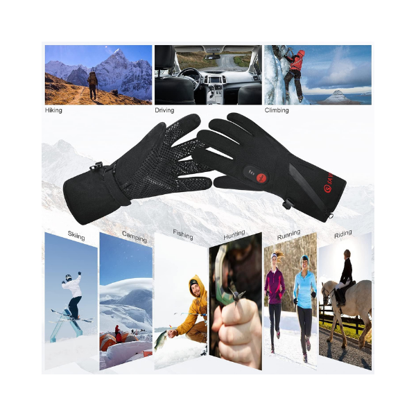 Day Wolf Electric Heated Gloves for Men Women, Rechargeable Waterproof Winter Hand Warmers with Touchscreen for Outdoor Activities(X-Small)