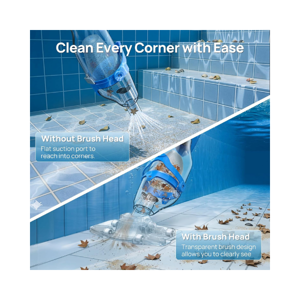Consciot Cordless 1320 GPH Pool Vacuum Cleaner 22 GPM Rechargeable Handheld 22PC Pool Cleaner with 7.3FT Telescopic Pole, 2L Debris Capacity & 60-Min Runtime