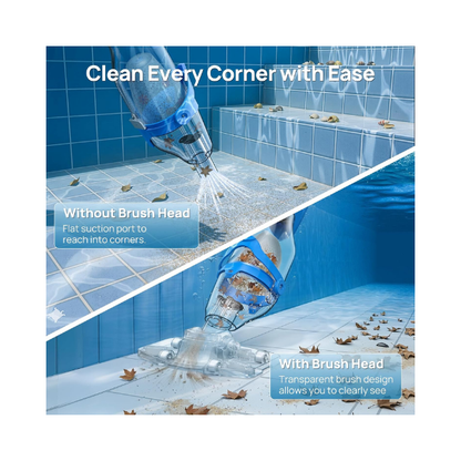 Consciot Cordless 1320 GPH Pool Vacuum Cleaner 22 GPM Rechargeable Handheld 22PC Pool Cleaner with 7.3FT Telescopic Pole, 2L Debris Capacity & 60-Min Runtime