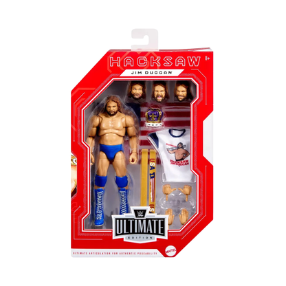 WWE Ultimate Edition Hacksaw Jim Duggan 6-inch Mattel action figure with accessories