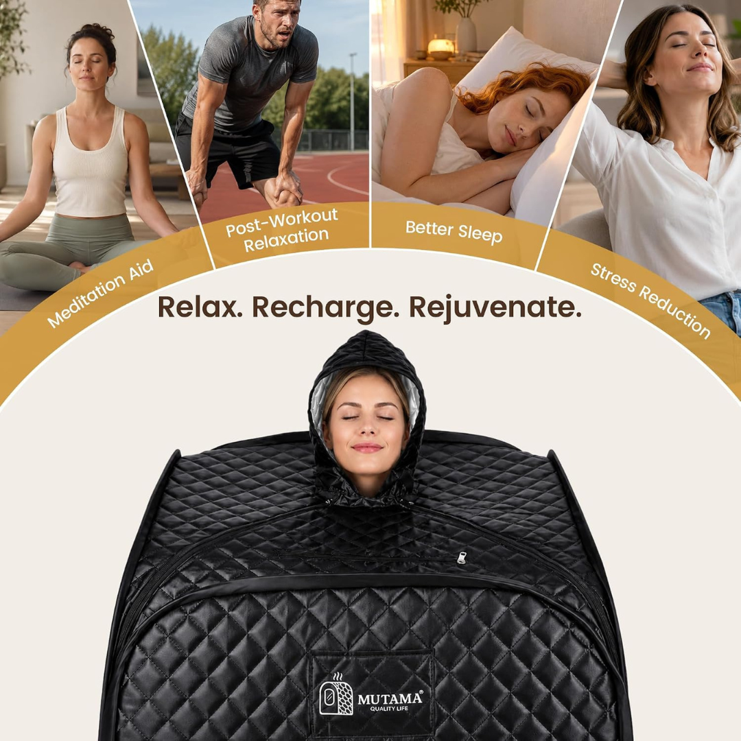 MUTAMA 2L Portable Steam Sauna Tent – 1200W with Remote and Folding Chair