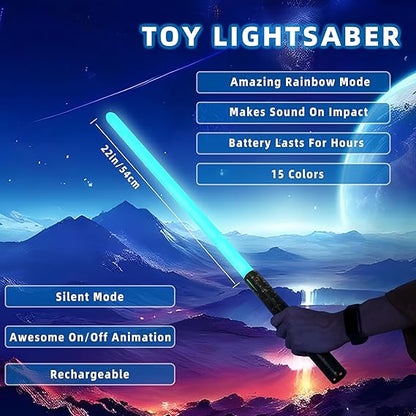 Savyor Rainbow Lightsaber & Cloak Set, 15 Colors, USB Rechargeable, Ages 8+