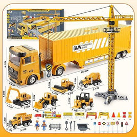 Construction Truck Toys Set for 3-7 Year Old Boys - Crane, Excavator, Dump