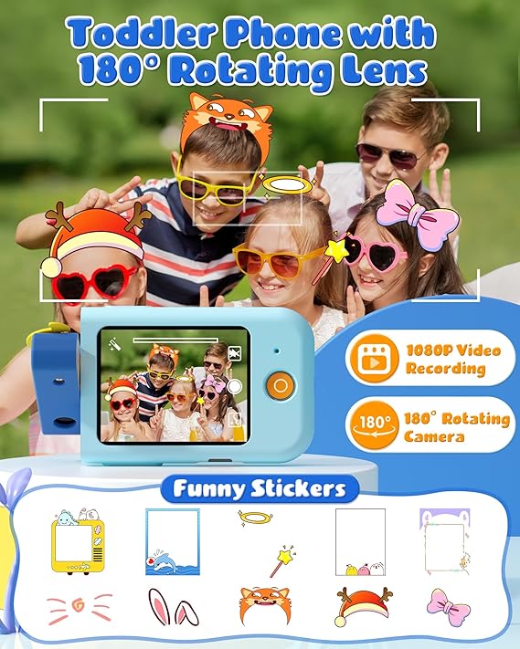 Kids Smart Phone Toy, Touchscreen Learning Phone with Camera, Games & Music