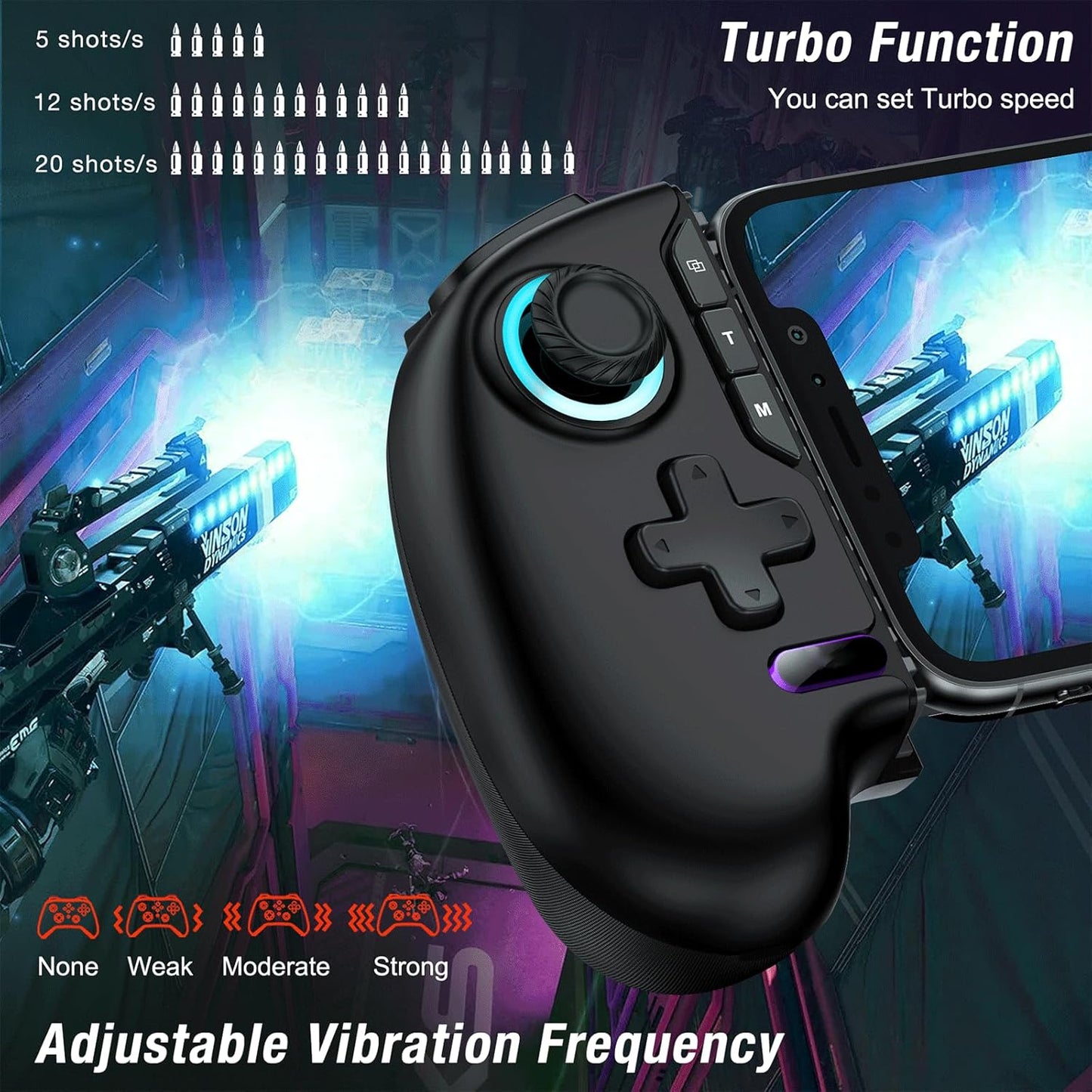 AXYBCOOL Mobile Wireless Game Controller with Hall Joystick RGB