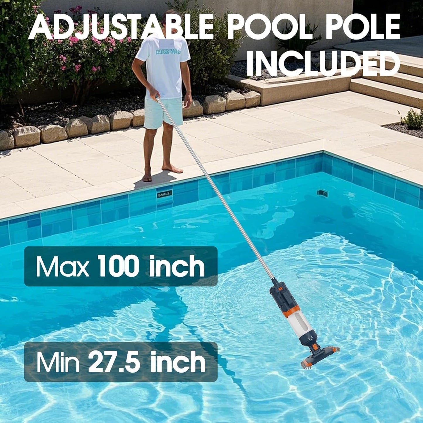 Aquafysh AQ70B Heavy Duty Pool Vacuum – 18.9GPM, 1-Hr Runtime, Handheld