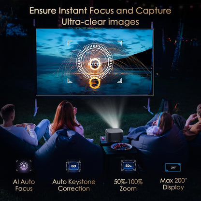 MEER 4K Smart Projector – WiFi Bluetooth, 500 ANSI, Auto Focus & Keystone