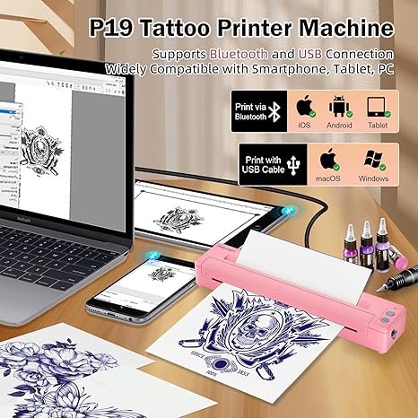 Wireless Bluetooth Tattoo Stencil Printer – Portable Thermal Printer