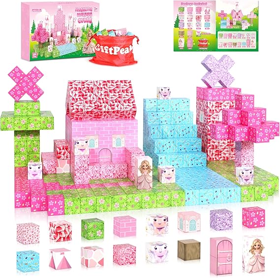 100PCS Unicorn Magnetic Building Blocks – Princess Castle, STEM Toy