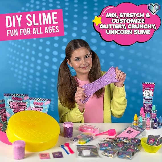 YOLO Unicorn Candy Craze Slime Kit - DIY Slime for Girls 8-12, 40+ Add-ins