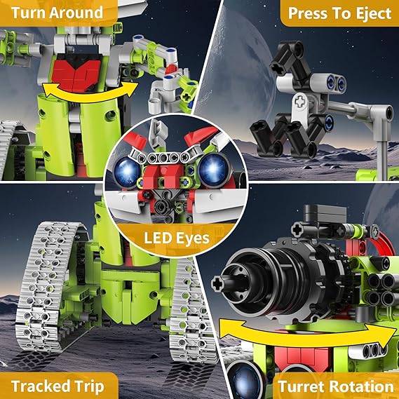 5 in 1 STEM Robot Building Kit, 705 Pcs RC & App Controlled Educational Toy