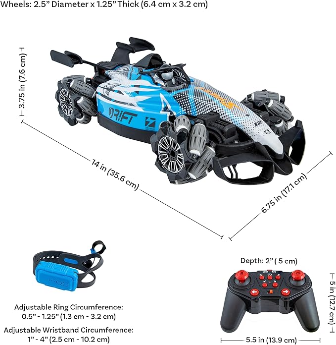 Sunnydaze Stunt RC Car –Gesture Sensing, 360° Spins, Lights & Steam Effects