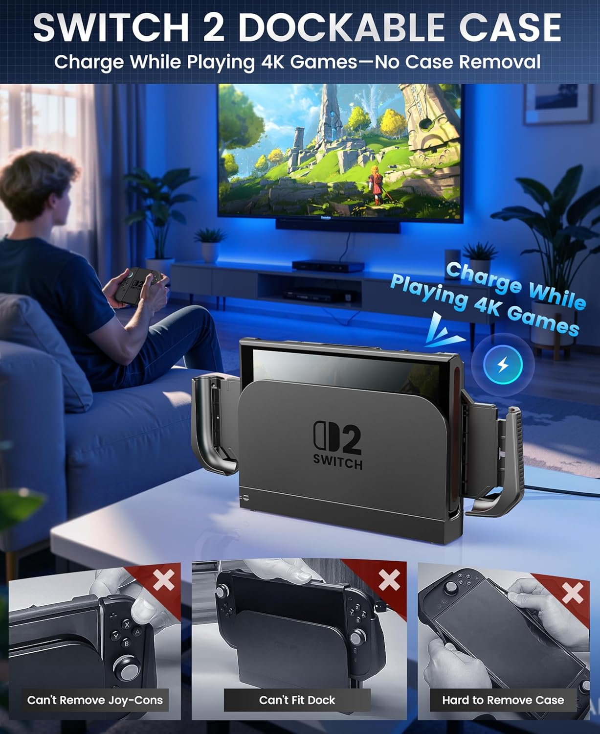 NinABXY Nintendo Switch 2 Case – Dockable, Shockproof, 1-Click Joy-Con Release