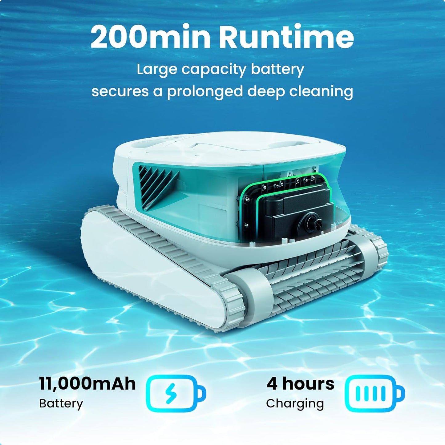 Poolmate Hydro3 2025 Cordless Robotic Pool Cleaner, 200min Runtime