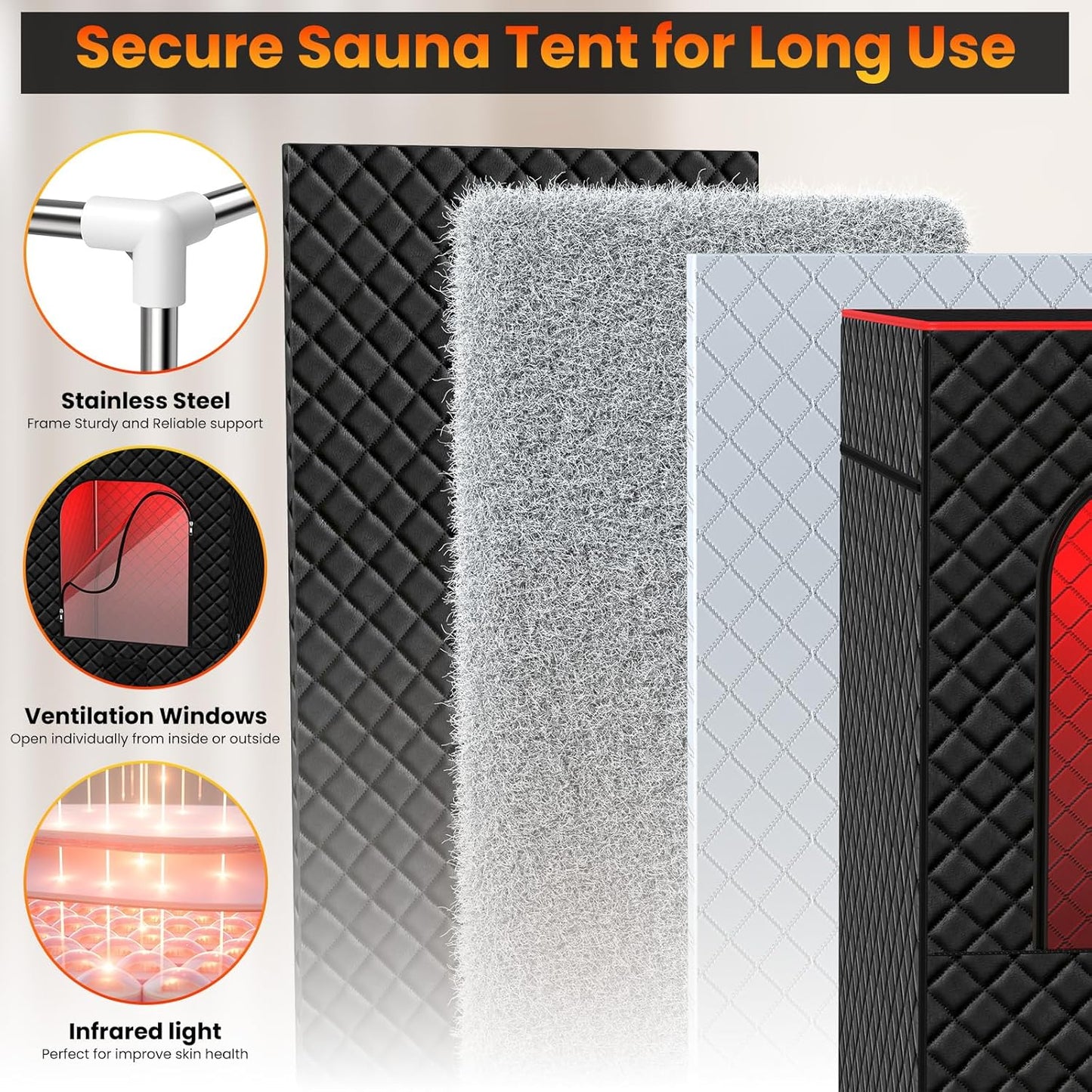 iTHERAU Infrared Steam Sauna Box with 660nm Red Light Therapy XL