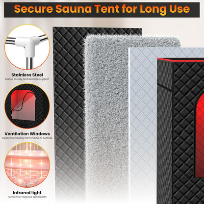 iTHERAU Infrared Steam Sauna Box with 660nm Red Light Therapy XL