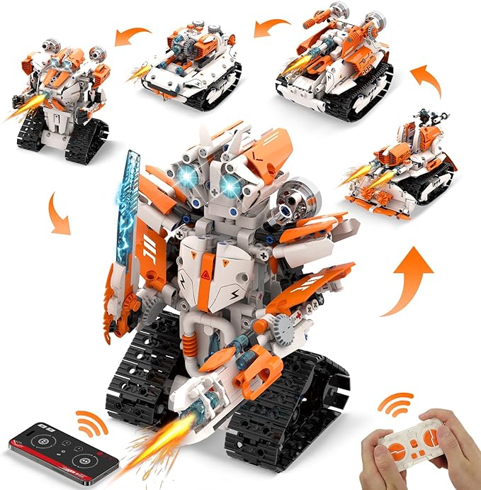 SUNRISELAND 5-in-1 STEM Robot Building Kit, 689 Pcs RC Toy for Kids