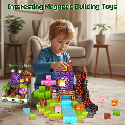 OUGUI 200 PCS Magnetic Blocks – Kids STEM Magnet Cubes Building Set
