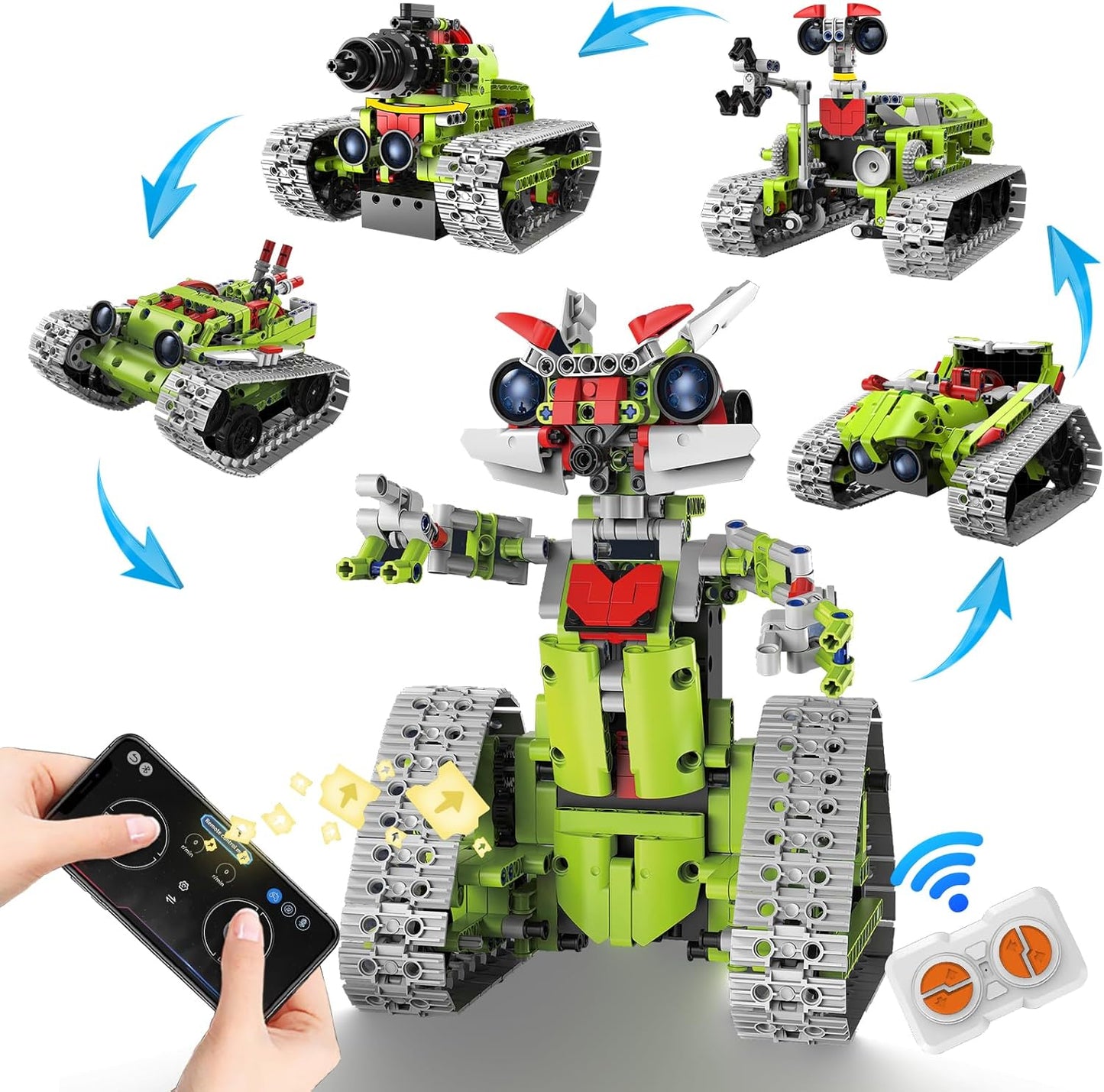 5-in-1 STEM Robot Building Kit for Kids, Remote & App Control (705 Pieces)