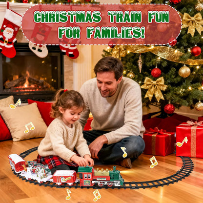 deAO Christmas Train Set with Lights & Sounds 4 Cars 12 Tracks Toy Gift