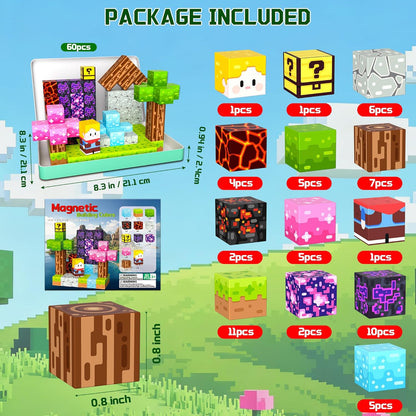 OUGUI 60-Piece Magnetic Blocks Toy Set for Kids Ages 4-8 STEM Learning Fun