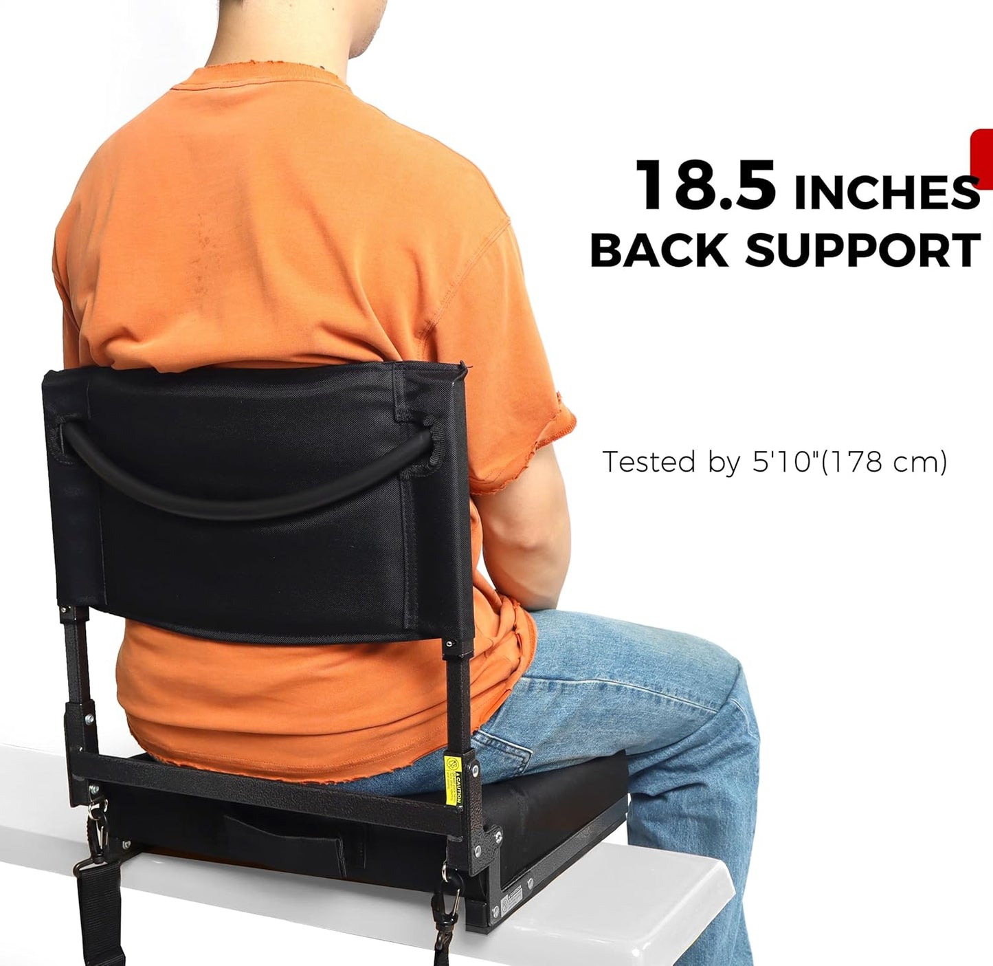 JST GAMEZ Black Stadium Seat with Back Support & Thick Foam Cushion