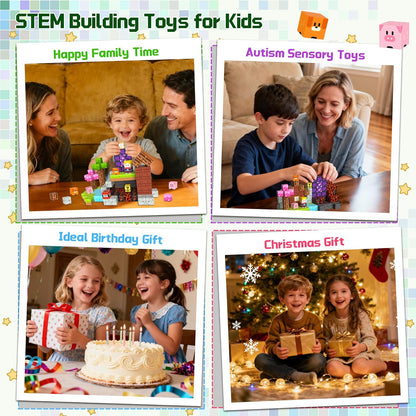 OUGUI 200 PCS Magnetic Blocks – Kids STEM Magnet Cubes Building Set