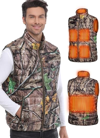 HOTHUGZ Men's Heated Vest - 12V 10000mAh Battery, 6 Heating Zones