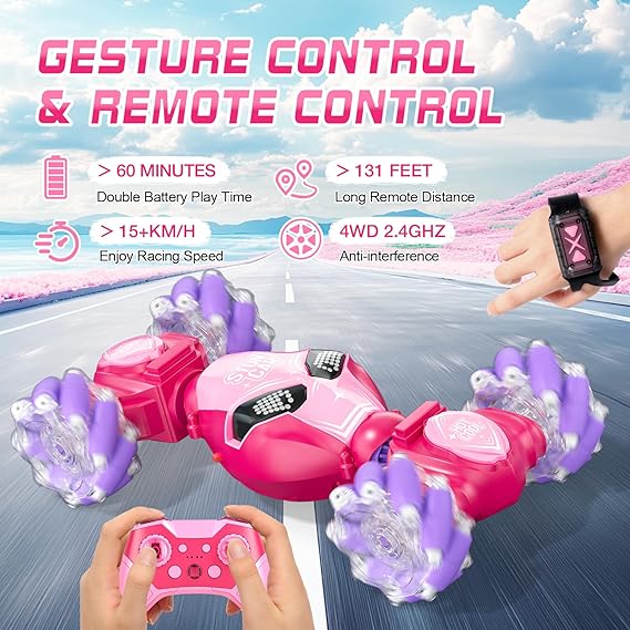 Gesture Sensing RC Stunt Car for Girls, 4WD Remote Control Car