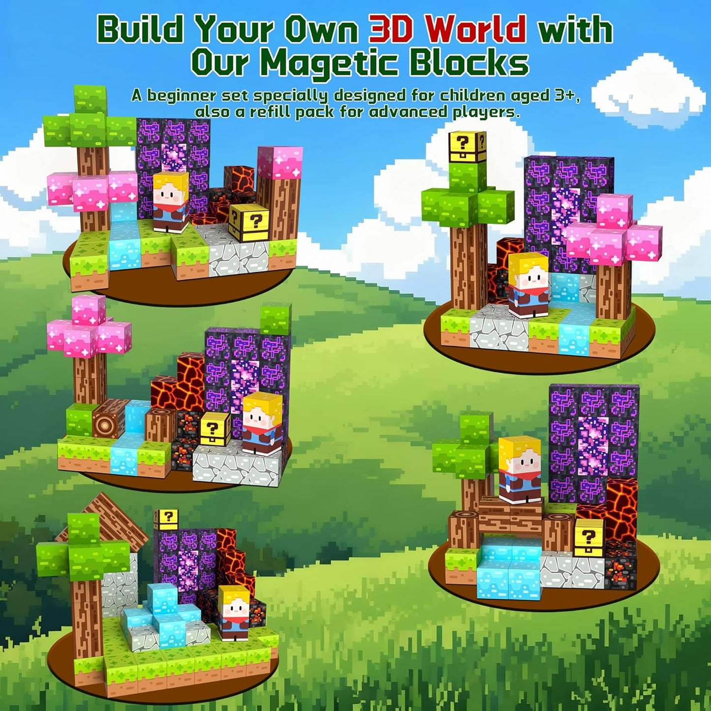 OUGUI 60-Piece Magnetic Blocks Toy Set for Kids Ages 4-8 STEM Learning Fun