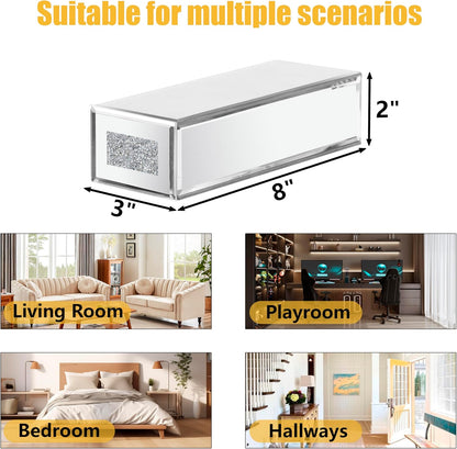 Blingworld Mirrored Floating Wall Shelves Set of 4 – Glass Display Silver