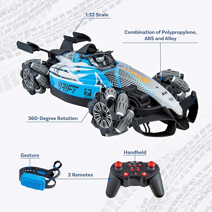 Sunnydaze Stunt RC Car –Gesture Sensing, 360° Spins, Lights & Steam Effects