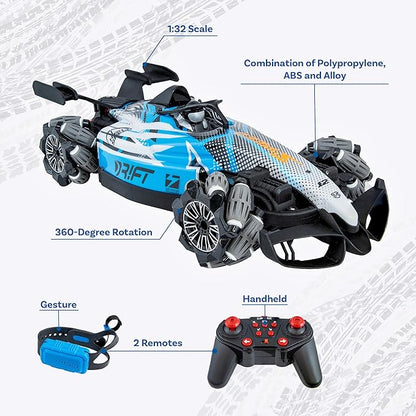 Sunnydaze Stunt RC Car –Gesture Sensing, 360° Spins, Lights & Steam Effects