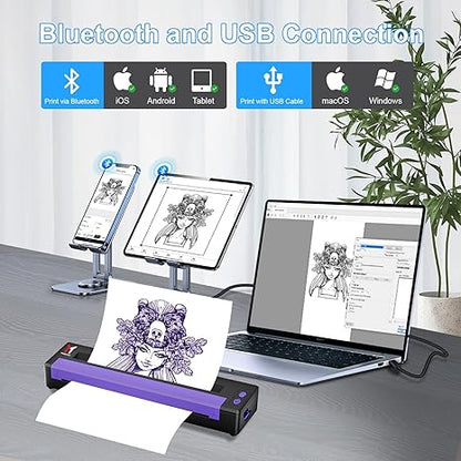 P19 Upgrade Tattoo Stencil Printer, Wireless Bluetooth Portable Thermal Printer