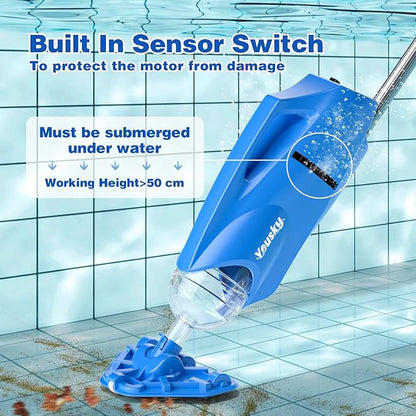 2025 Upgraded Cordless Pool Vacuum with Telescopic Pole | 18 GPM Suction