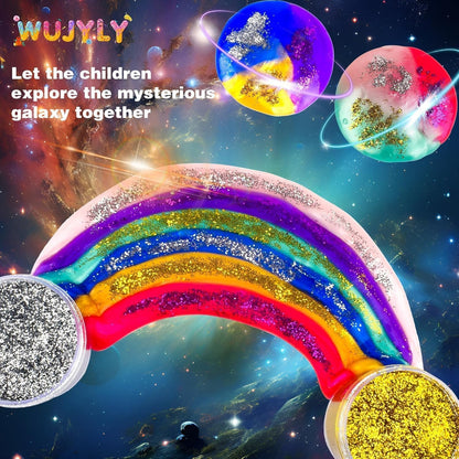 WUJYLY 46-Pack Galaxy Slime Party Favors for Kids Non-Sticky Stress Relief