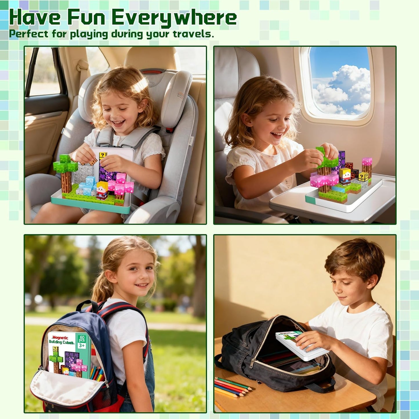 OUGUI 60-Piece Magnetic Blocks Toy Set for Kids Ages 4-8 STEM Learning Fun