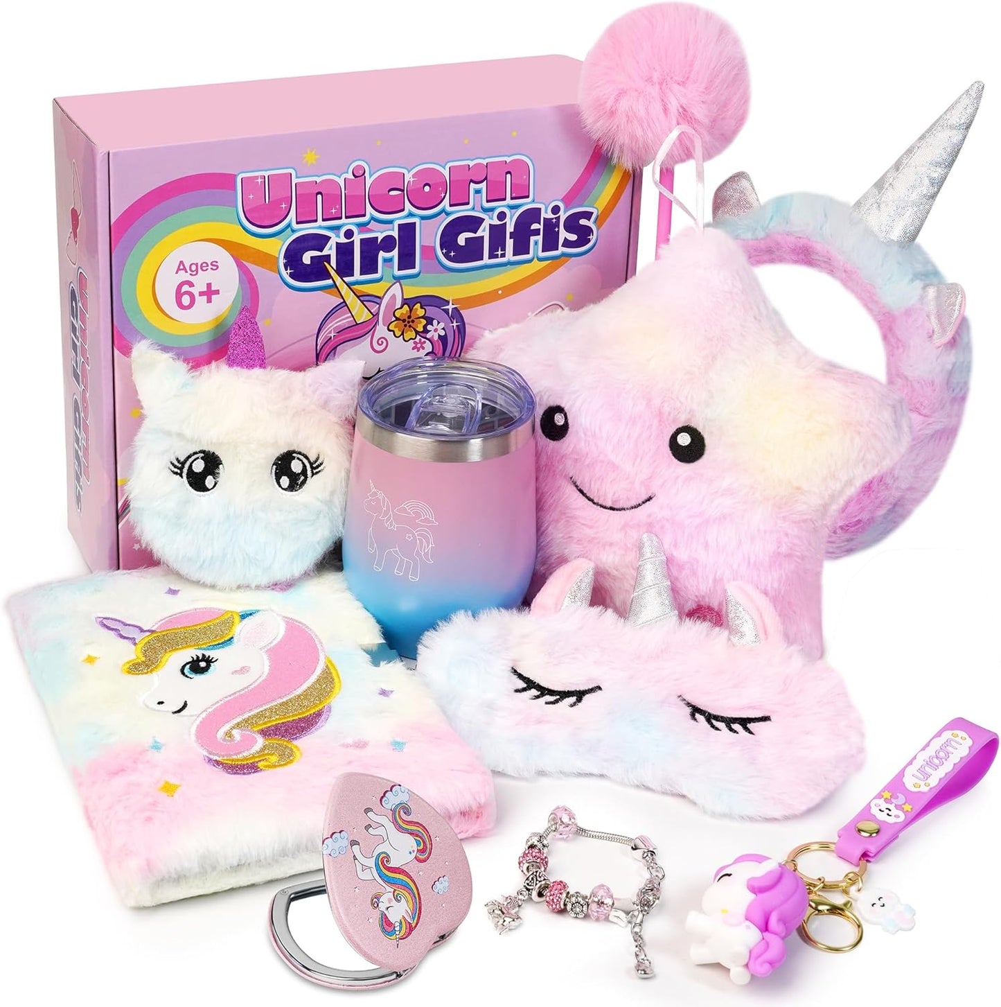 Unicorn Gifts for Girls – Light Up Plush Set w/ Diary, Bottle & Accessories