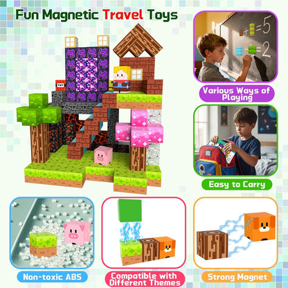 OUGUI 200 PCS Magnetic Blocks – Kids STEM Magnet Cubes Building Set