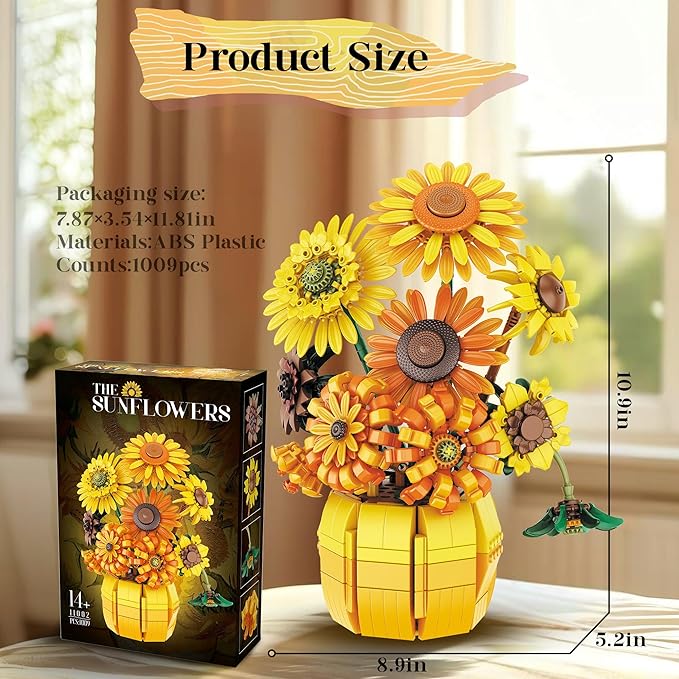 Sunflower Building Set Flowers | 1009-Piece Van Gogh Botanical Collection