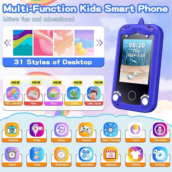 Interactive Kids Smartphone Toy with Camera, Games & Educational Features