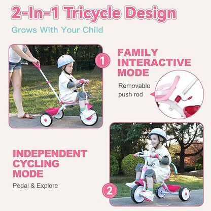 Liberry 2-in-1 Toddler Tricycle for Kids Age 2-4 with Push Handle