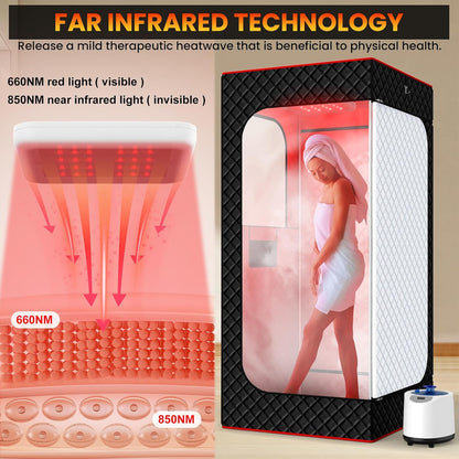 iTHERAU Infrared Steam Sauna Box with 660nm Red Light Therapy XL